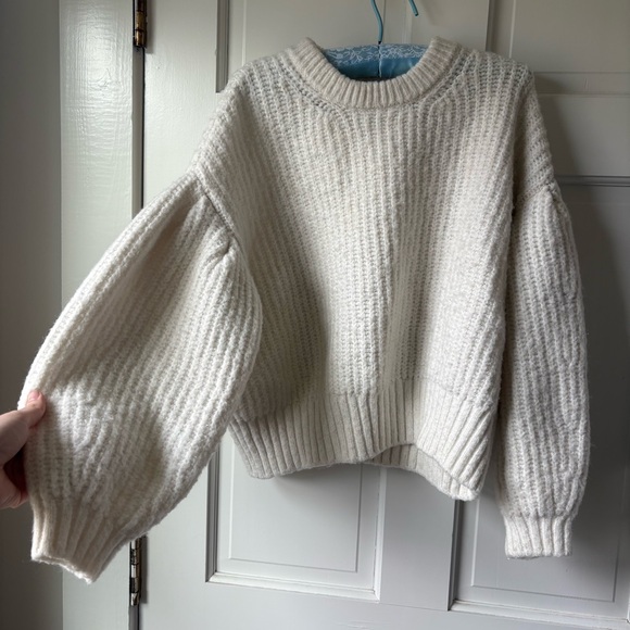 a new day Sweaters - a new day Chunky Cream Crew Neck Bubble Sleeve Knit Sweater Size S